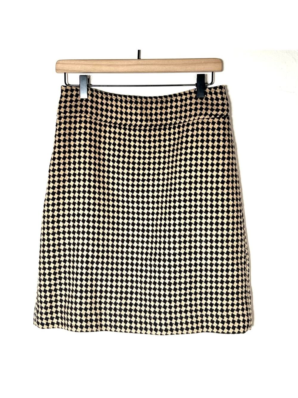 Talbots black and tan wool blend business casual pencil skirt 6 petite 6P B165
